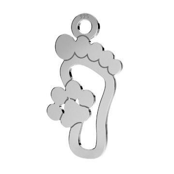 Dog paw pendant, never walk alone, sterling silver 925, LKM-3174-05 8,7x16,4 mm*RH - White Rhodium Plated