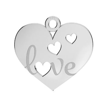 Ciondolo cuore - AMORE, argento 925, LKM-3172 - 0,50 14,8x16 mm