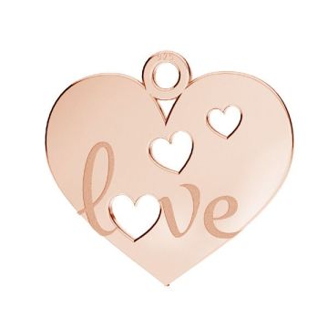 Ciondolo cuore - AMORE, argento sterling 925, LKM-3172 - 0,50 14,8x16 mm*18K - Placcato oro rosa - 0,4 µm