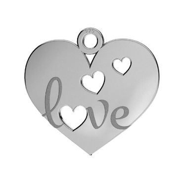 Ciondolo cuore - AMORE, argento sterling 925, LKM-3172 - 0,50 14,8x16 mm*PT - Placcato platino