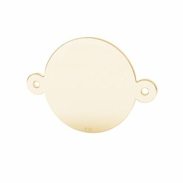 Round pendant connector tag 12 mm, sterling silver, LKM-3177 - 0,50 12x16,2 mm*18K - Light Yellow Gold Plated - 0,4 µm