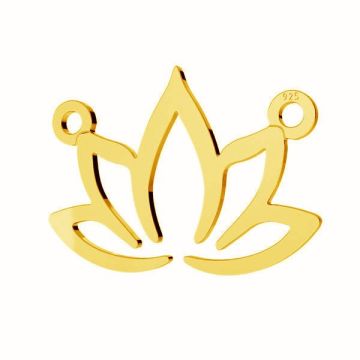 Lotus flower pendant connector, sterling silver 925, LKM-3178 - 0,50 14x19,5 mm*24K - Gold Plated - 0,4 µm