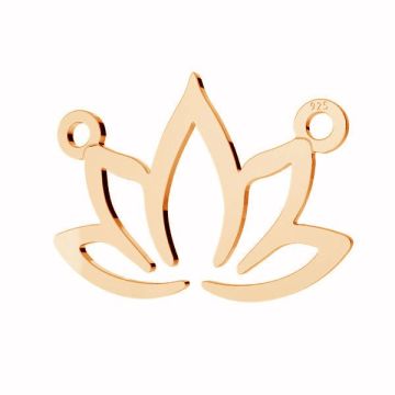 Lotus flower pendant connector, sterling silver 925, LKM-3178 - 0,50 14x19,5 mm*18K - Rose Gold Plated - 0,4 µm