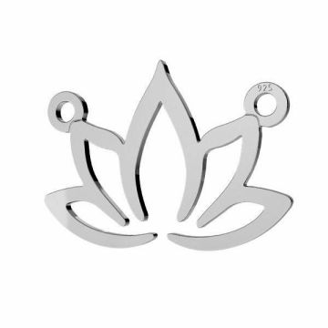 Lotus flower pendant connector, sterling silver 925, LKM-3178 - 0,50 14x19,5 mm*PT - Platinum Plated