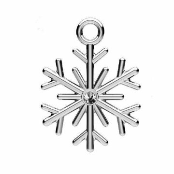 Ciondolo fiocco di neve con cristallo, argento 925, ODL-01124 13,5x18 mm ver.2*RH - Rodiato Bianco