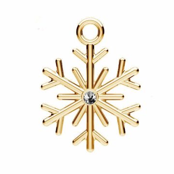 Ciondolo fiocco di neve con cristallo, argento sterling 925, ODL-01124 13,5x18 mm ver.2*18K - Placcato oro giallo chiaro - 0,4 µm