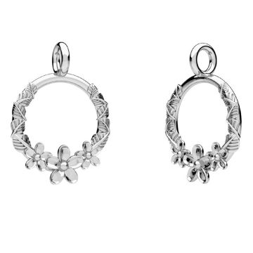 Ciondolo rotondo, fiore, argento sterling, ODL-01183 13x17 mm