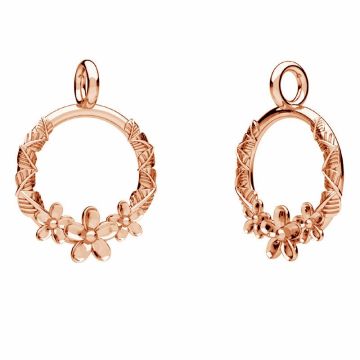 Ciondolo rotondo, fiore, argento sterling, ODL-01183 13x17 mm*18K - Placcato oro rosa - 0,4 µm