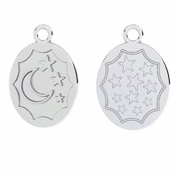 Ciondolo rotondo - luna, base in resina*argento sterling*PT - Placcato in platino