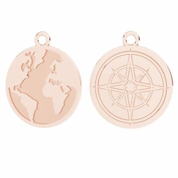 Ciondolo rotondo - globo, base in resina*argento sterling*18K - Placcato oro rosa - 0,4 µm