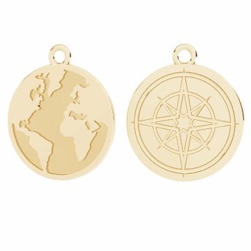 Pendente rotondo - globo, base in resina*argento sterling*18K - Placcato oro giallo chiaro - 0,4 µm