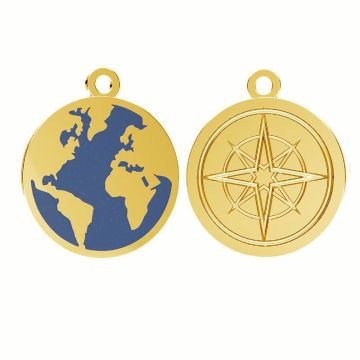 Ciondolo rotondo con resina - globo*argento sterling*24K - Placcato oro - 0,4 µm