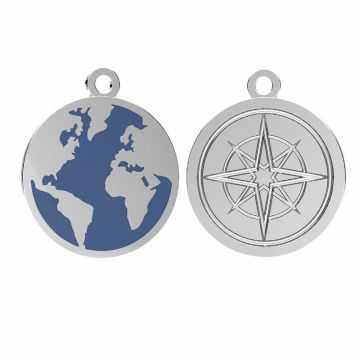 Ciondolo rotondo con resina - globo*argento sterling*PT - Placcato in platino