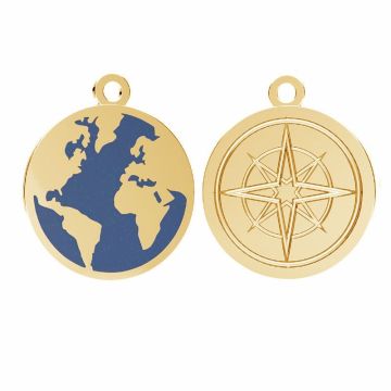 Ciondolo rotondo con resina - globo*argento sterling*18K - Placcato oro giallo chiaro - 0,4 µm