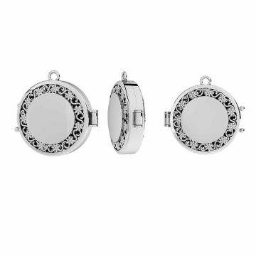 Ciondolo medaglione rotondo, argento sterling 925, OWS-00234 22,4x22,9 mm*PT - Placcato platino