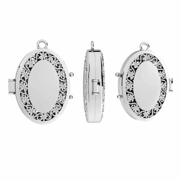 Ciondolo medaglione ovale, argento 925, OWS-00233 18,8x24,4 mm*RH - Rodiato bianco