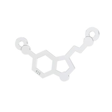 Serotonin chemical formula connector pendant, sterling silver 925, LKM-3247 11,1x17,9 mm