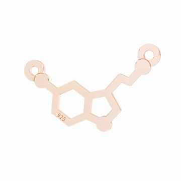 Serotonin chemical formula connector pendant, sterling silver 925, LKM-3247 11,1x17,9 mm*18K - Rose Gold Plated - 0,4 µm