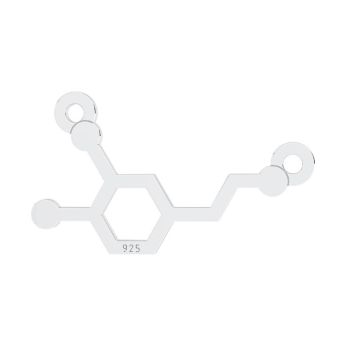 Dopamine chemical formula pendant connector, silver 925, LKM-3248 - 05 14,2x18,6 mm