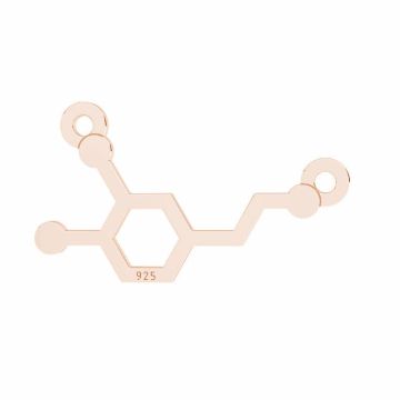 Dopamine chemical formula pendant connector, silver 925, LKM-3248 - 05 14,2x18,6 mm*18K - Rose Gold Plated - 0,4 µm