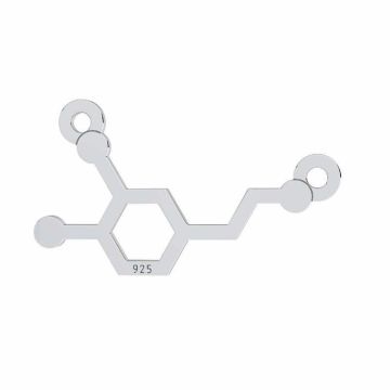 Dopamine chemical formula pendant connector, silver 925, LKM-3248 - 05 14,2x18,6 mm*RH - White Rhodium Plated