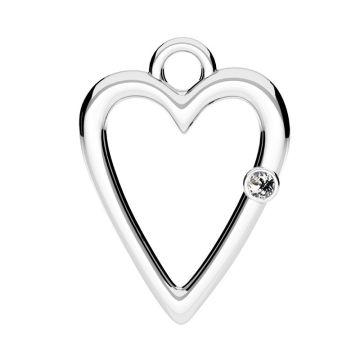 Colgante corazón - cristal blanco, plata 925, ODL-01097 10,8x15 mm ver.2