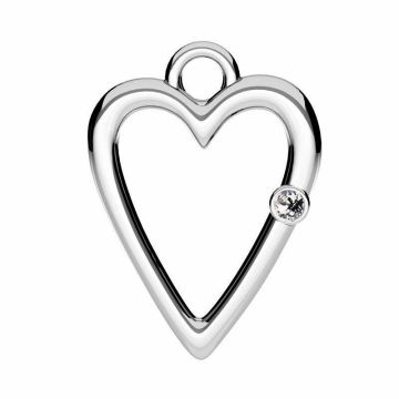 Colgante corazón - cristal blanco, plata 925, ODL-01097 10,8x15 mm ver.2*RH - Blanco Rodiado