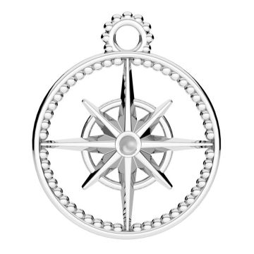 Compass wind rose pendant, sterling silver, ODL-01123 25x25 mm