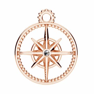 Pendente rosa dei venti dei venti con cristalli, argento, ODL-01123 16,4x20 mm ver.2*18K - Placcato oro rosa - 0,4 µm