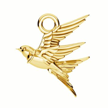 Colgante golondrina, plata de ley 925, ODL-01126 12,4x13,2 mm*24K - Chapado en Oro - 0,4 µm