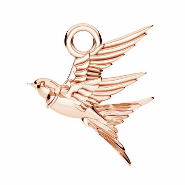 Colgante golondrina, plata 925, ODL-01126 12,4x13,2 mm*18K - Ba?o de Oro Rosa - 0,4 µm