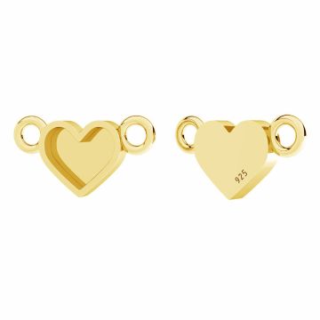 Heart pendant connector, resin base*sterling silver*24K - Gold Plated - 0,4 µm