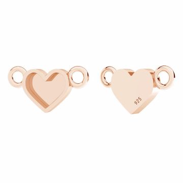 Heart pendant connector, resin base*sterling silver*18K - Rose Gold Plated - 0,4 µm