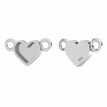 Heart pendant connector, resin base*sterling silver*PT - Platinum Plated