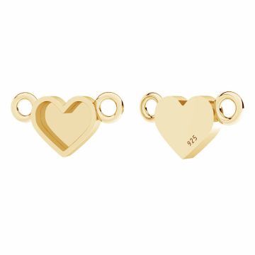 Heart pendant connector, resin base*sterling silver*18K - Light Yellow Gold Plated - 0,4 µm