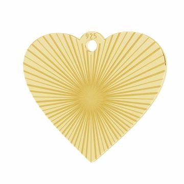 Colgante corazón, plata 925, LKM-3251 - 0,50 13x15 mm*24K - Chapado en Oro - 0,4 µm