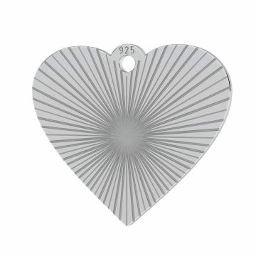 Colgante corazón, plata de ley 925, LKM-3251 - 0,50 13x15 mm*RH - Blanco Rodiado