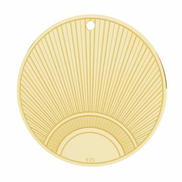 Colgante redondo sol, plata de ley 925, LKM-3249 20x20 mm*24K - Chapado en Oro - 0,4 µm