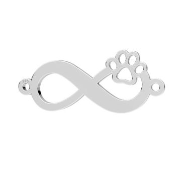 Infinity sign pendant, dog paw, sterling silver, LKM-3263 - 0,50 10x24 mm