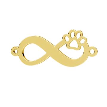 Infinity sign pendant, dog paw, sterling silver, LKM-3263 - 0,50 10x24 mm*24K - Gold Plated - 0,4 µm