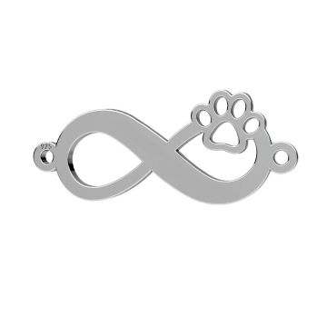 Infinity sign pendant, dog paw, sterling silver, LKM-3263 - 0,50 10x24 mm*RH - White Rhodium Plated