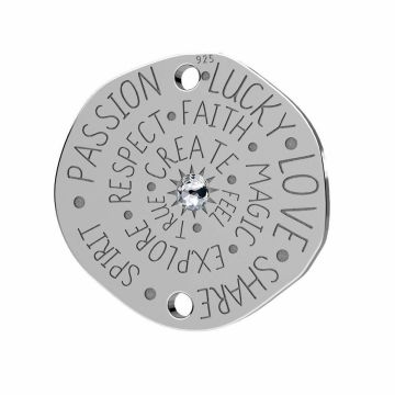 Talisman pendant connector with crystal*sterling silver*PT - Platinum Plated