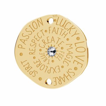 Talisman pendant connector with crystal*sterling silver*18K - Light Yellow Gold Plated - 0,4 µm