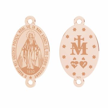 Our Lady medalion connector, sterling silver 925, LKM-3274 - 0,50 11x19,7 mm*18K - Rose Gold Plated - 0,4 µm