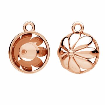 Colgante flor - engaste de perlas*plata de ley 925*18K - Chapado en Oro Rosa - 0,4 µm